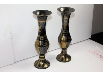 Two-etched Brass Vases, Made In India