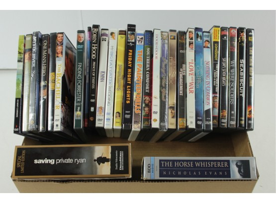 Variety Of Movie DVDs And Audio Tape Horse Whisperer, Private Ryan VHS