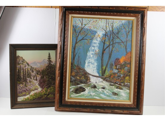 Two Beautiful Original Oil Paintings, Landscape, 32 X 26  20 X 15