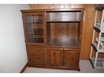 Entertainment Center, Two Drawers Glass Door And Lower Doors, 54.5 In Tall 50 In Wide 20.5 Deep