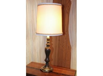 Wood And Brass Table Lamp 35' Tall
