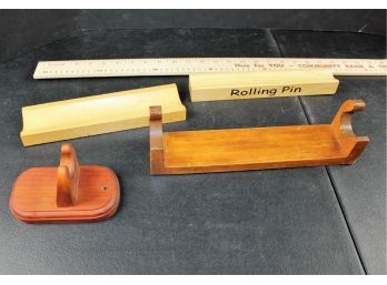 4 Wooden Rolling Pin Holders