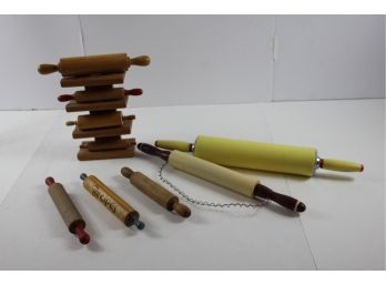 Rolling Pins - 7 Mini With Stand, One Decorative, One Hollow Plastic