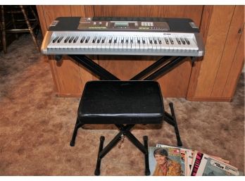 Casio Piano Keyboard LK - 200 S With Stand & Bench , With Power Supply And Also Works With Batteries