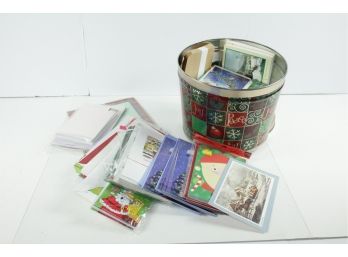 Tin Of Christmas Cards And Stationery