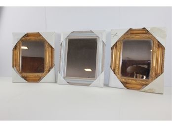 3 Decorative Mirrors - 2 Gold Frame 1 Silver 12 X 14, 11.75 X 13.75