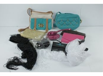 Grouping Of Ladies Purses, Wallets And Scarves