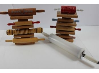 2 Mini Rolling Pin Holders With Pins And One Hollow Plastic
