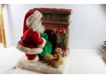 Animated Santa With Lighted Fireplace -19in Wide 21 Inch High 17 Inch Deep