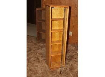 5 Shelf  Solid Wood Media Tower - Revolving,  45 Tall 12 Inch Square, Storage On Both Sides