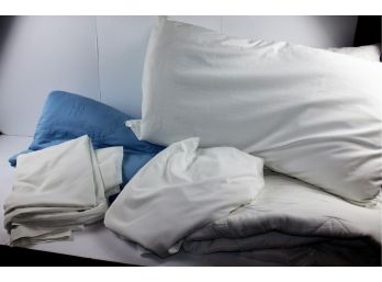 Nice Queen Blue Bedspreads - Thick Mattress Pad, Sheet Set, 2 King Pillows With Covers
