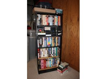 5 Shelf Bookcase 45 In Tall 19in Wide - Full Of VCR Tapes, Western, Children Etc