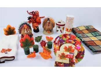 Thanksgiving Lot - Nice Tablecloth, Paper Products, Table Decor