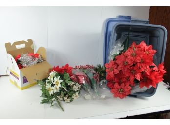 Large Group Of Christmas Flowers, Many For Cemetery