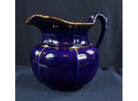 Blue Decorative Pottery Pitcher - 7 In Tall
