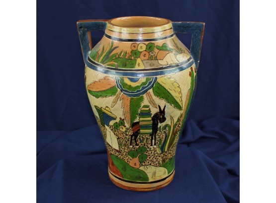 Mexican Beautiful Decorative Vase 11.5 In Tall, 8.5 In Wide