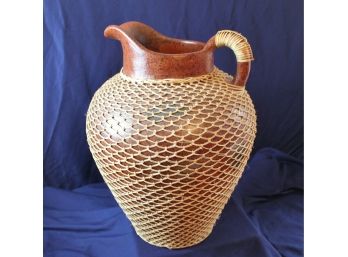 Large Pitcher Vase - Pottery - Made In Indonesia - 18 In Tall And 13 In Deep