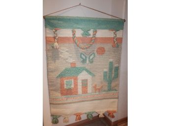 Southwestern Hand-woven Wall Hanging Mint And Peach Colors
