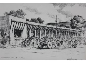 ' Palace Of The Governors ' Print - Fiesta Time By Arthur W Hall - 18 X 14.5