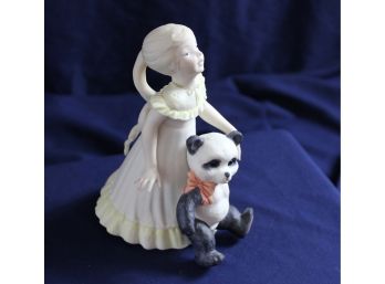 1972 Cybis  Porcelain Girl With Panda Figurine - 6.25 In Tall
