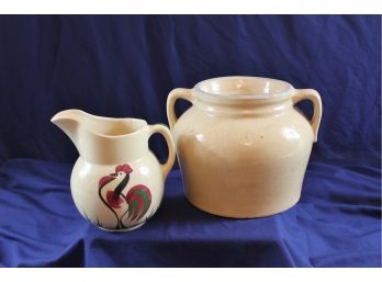 Walt Pottery Pitcher #16 - 7 In Tall And Nice Pottery Pot #4 7 In Tall 9.5 Diameter