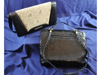 2 Vintage Purses - Mont Abur 12in Wide 7.5 Tall, Beaded Purse 11.5 Wide 9 In Tall
