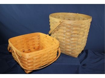 2 Longaberger Larger Baskets - 11.5 X 11.5 X 5.5 Deep- 1994 Has A Little Wax Or Something Spilled On Inside