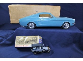 2 Model Cars- Russo- Balt Metal 4-inch Car In Box, 16in Ford Mustang GT By American Machine And Foundry