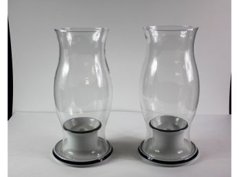 2 Dansk Hurricane Style Candle Holders 12 Inch Tall