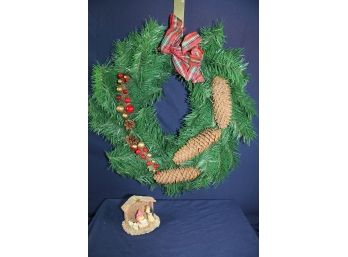 18 In Christmas Wreath, 3.5 Inch Tall Nativity, Wreath Holder