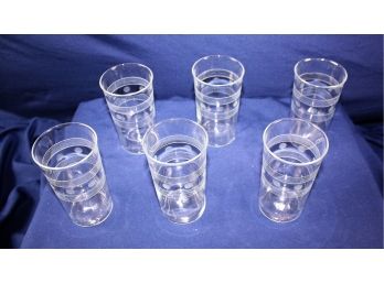 6 Small Clear With Pattern Glasses, 4.5 In