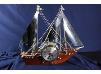 Mastercrafters Sailboat Clock - Needs New Cord, Clock And Radio Company (no Radio) 15 X 15