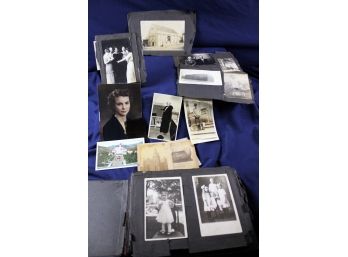 Two Vintage 'snapshots' Photo Albums - Plus Some Loose Photos And 1937 Postcard