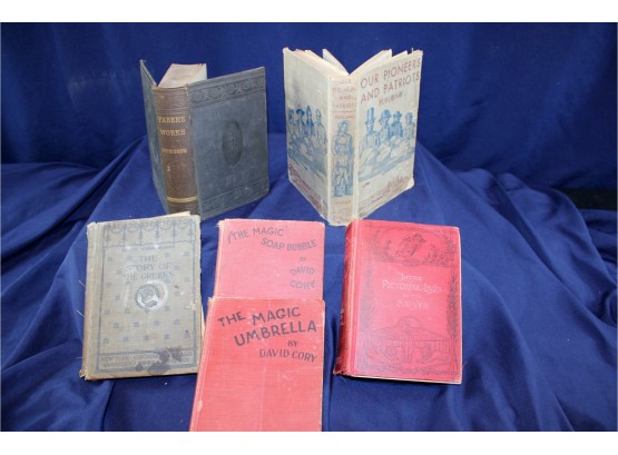 6 Antique Books, Two By David Cory, 1896 The Story Of The Greeks- See Description