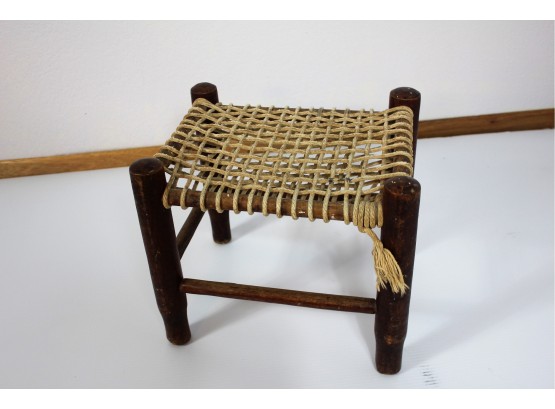 Child's Antique Footstool / Roped - 13 W X 11 Deep X 12 Tall
