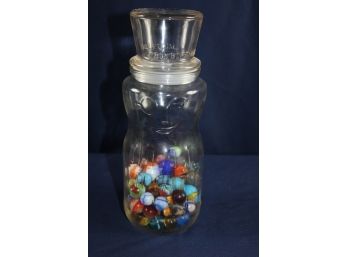 1980s Vintage Peanut Jar With Marbles - Nice Variety