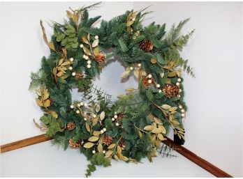 Balsam Hill - Gilded Decorative Wreath- 32 Inch With Clear Lights