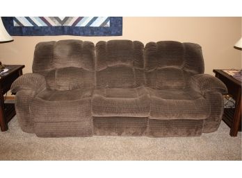 Benchmark Dark Brown Electric Wall Hugger Recliner - Both Ends Recline - 95 In Wide X 17 In Tall Seat