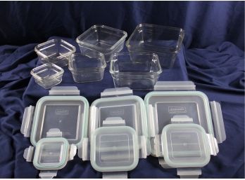 6 Square Glasslock Containers With Snap Lids