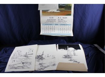 1980 Planes In Action Calendar And A Portfolio Of Beki Killoran Prints