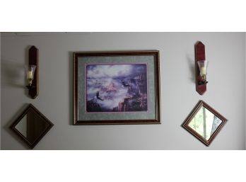 Home Interiors Wall Decor - Eagle Picture 22 X 26, Two Scones 17 In Tall, Two Mirrors 10 Inch Square