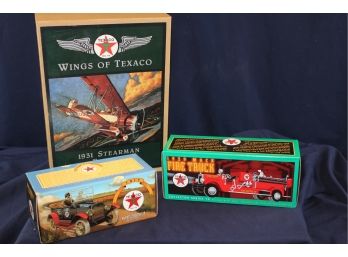 #3 Wings Of Texaco Plane In Unopened Box, Diecast Metal Coin Bank By Ertl, See Description