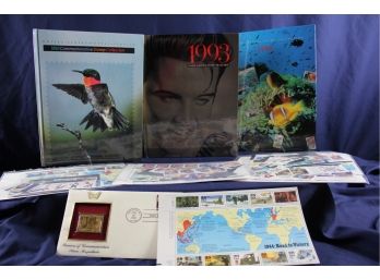 1992 - 1994 Commemorative Stamp Collection Books And Stamps - Gold Stamp Replica , See Description