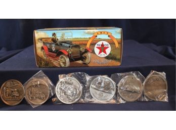 #14 Texaco Maxwell Touring Car Bank, 6 Pewter Christmas Ornaments,#1 & #2 In Series, 1992, 1993, 1994, 1995