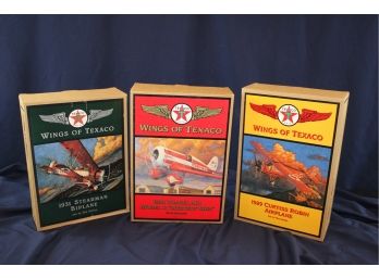 #3, #5, & #6 Wings Of Texaco Planes In Unopened Boxes, Diecast Metal Coin Banks By Ertl