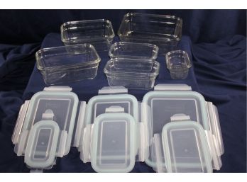 Six Rectangular Glasslock Containers With SNAP Lids