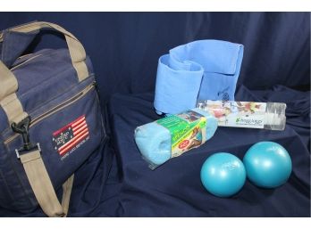 Insulated Bag With Exercise Miscellaneous - Cooling Towel, 2 - 2 Lb Fitness Balls