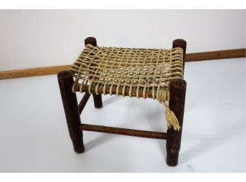 Child's Antique Footstool / Roped - 13 W X 11 Deep X 12 Tall