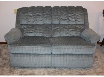 Reclining Blue Loveseat With Two Individual Controls - 5 Foot Wide X 32 In Deep