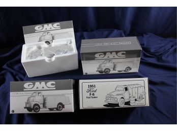 3 - 1952 GMC Fuel Tanker Diecast Metal - First In Series Unopened And 1951 Ford F-6 Cast Metal